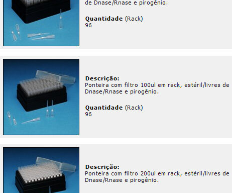 Ponteiras com filtro em rack